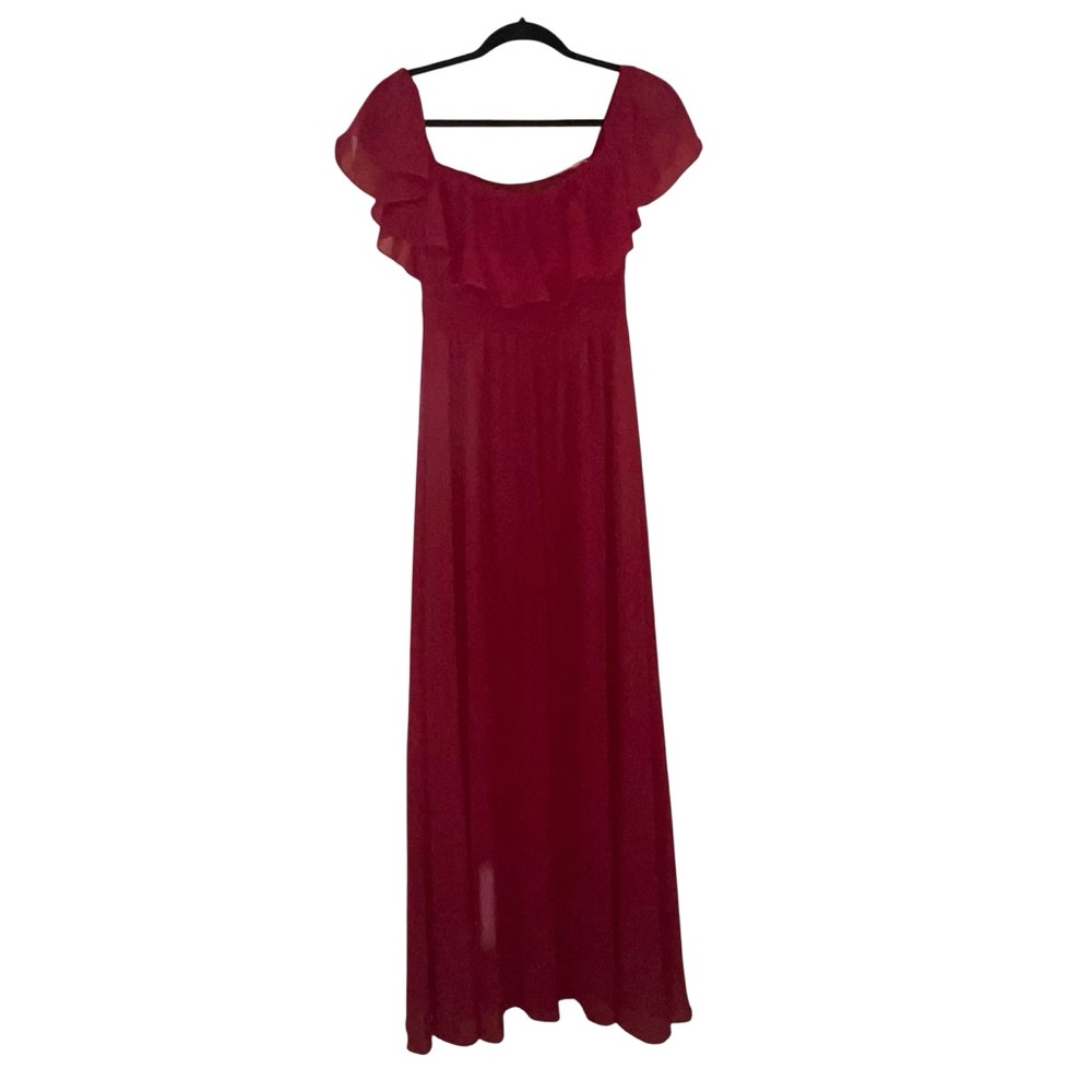 Ever Pretty On/Off Shoulder Ruffle Thigh Slit Dress Size 4 - Picture 5 of 9